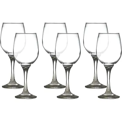 Set Of 6 Stemmed Wine Glasses, 300ml Capacity, Dishwasher Safe