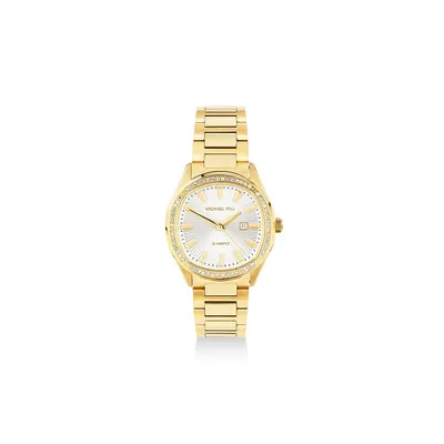 Ladies 0.40 Carat Tw Diamond Quartz Watch In Yellow Gold Tone Stainless Steel