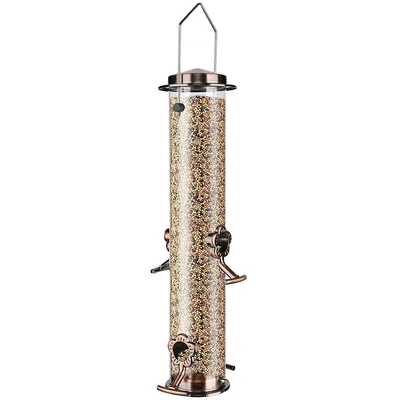 Bird Feeders for Outdoors Hanging 15'' Retro Style Metal Bird Feeder, 4 Ports Outdoor Hanging for Cardinal, Finch, Sparrow