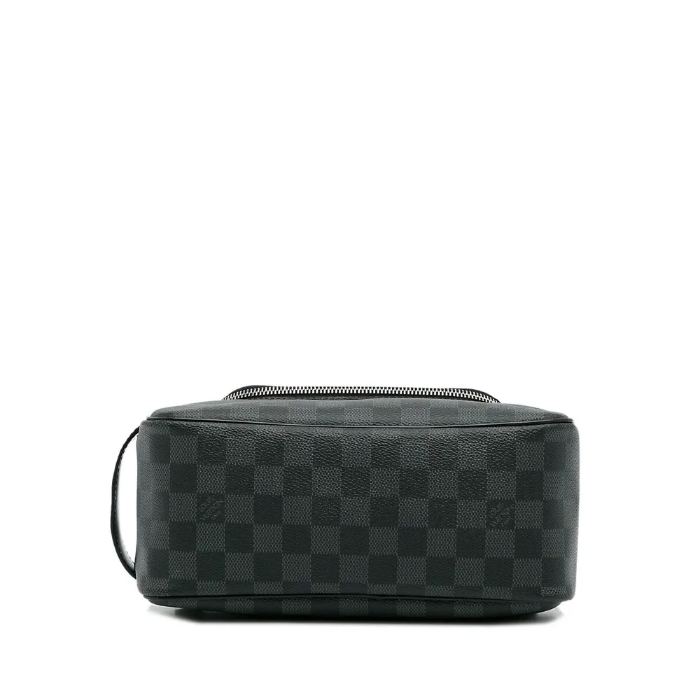 LOUIS VUITTON Toiletry Pouch Damier Graphite Pouch Bag Black