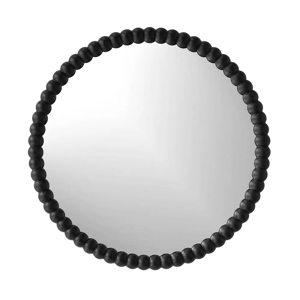 Denise Round Black Wood Mirror