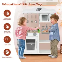 Wooden Pretend Play Kitchen Set For Kids Toddlers W/ Accessories & Sink