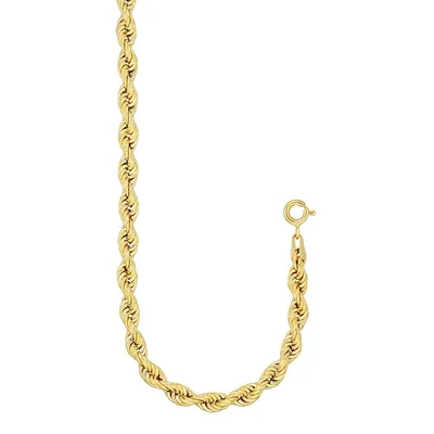 10kt Gold Hollow Rope Chain Necklace