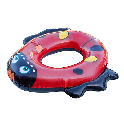 Red And Black Inflatable Ladybug Swim Ring Tube Pool Float, 24-inch