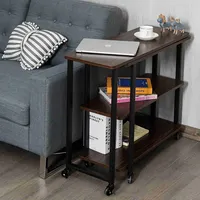 Patented Walnut Sofa Side Table Rotating Bookcase End Table W/wheels