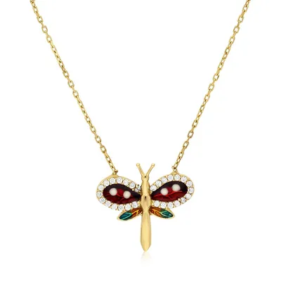 10kt 18" Dragonfly On Link Necklace