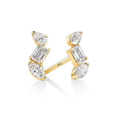 0.44 Carat Tw Fancy Cut Stacked Laboratory-grown Diamond Stud Earrings In 10kt Yellow Gold