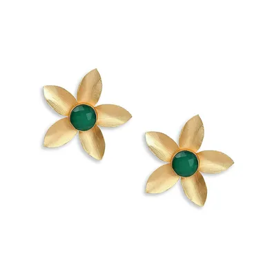 Gold-toned Flower Stud Earrings