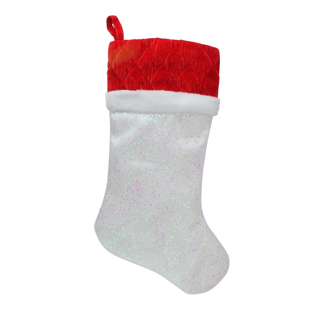 Northlight 20 Glittered Snowflake Christmas Stocking with White