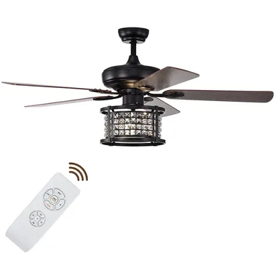 52" Ceiling Fan With Light Reversible Crystal Ceiling Fan Lamp W/remote Control