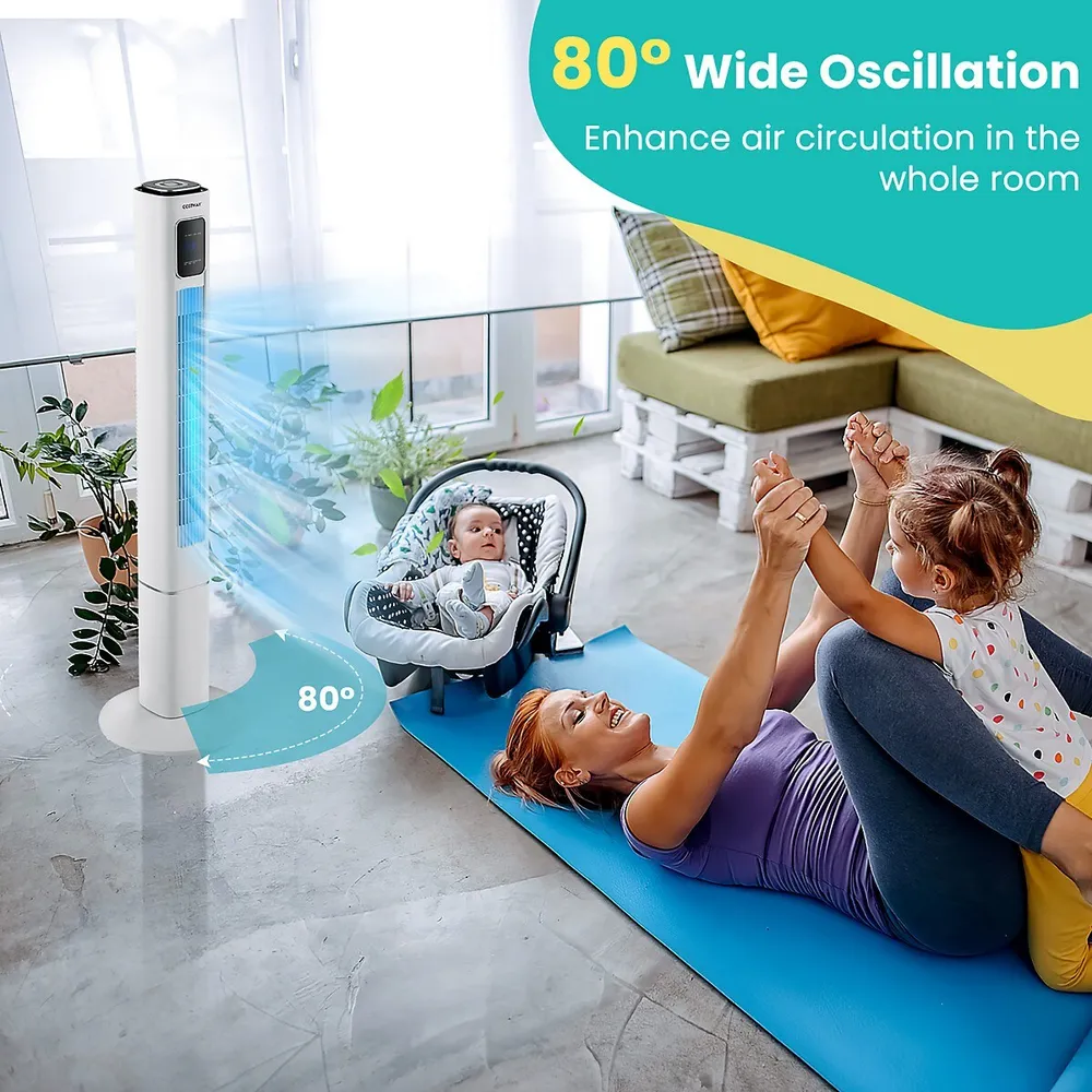 Costway Portable 48 Oscillating Standing Tower Fans W/3 Speeds Remote  Control Bladeless | Southcentre Mall