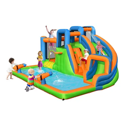 Inflatable Water Slide Giant Bounce Castle W/dual Climbing Walls Blower Excluded