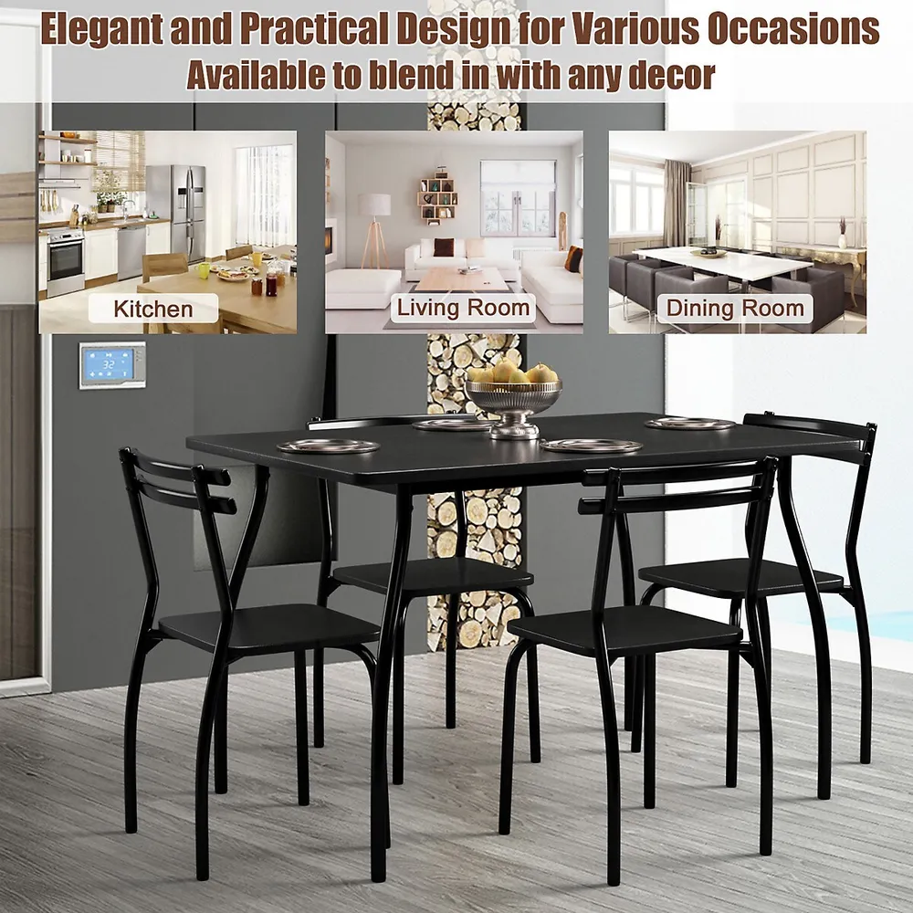 5pcs Dining Set Table & 4 Chairs Home Kitchen Room Breakfast Furniture