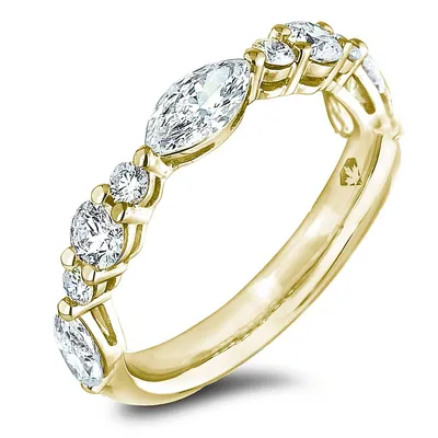 14k Yellow Gold 1.82 Cttw Cgl Certified Marquise Cut Diamond Anniversary Ring