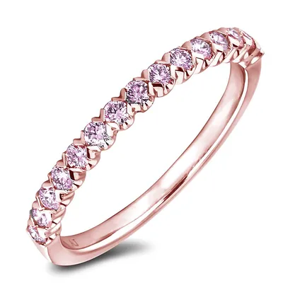 10k Rose Gold 0.30 Cttw Pink Sapphire Stackable Ring Band