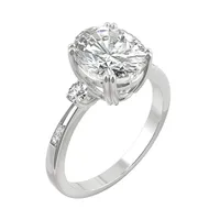14k White Gold Moissanite By Charles & Colvard 10x8mm Oval Engagement Ring, 3.14cttw Dew