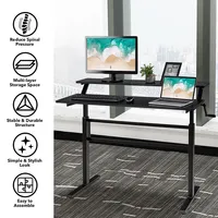 Standing Desk Crank Adjustable Sit To Stand Workstation With Monitor Shelf