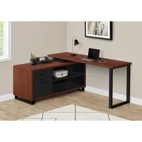 Computer Desk 72"l Cherry Black Executive Corner