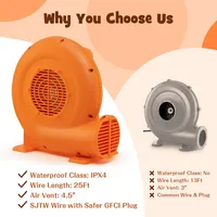 380w550w750w 1.0hp Air Blower For Inflatables W/ 25ft Wire &gfci Plug Indoor Outdoor