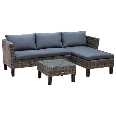 3 Piece Wicker Patio Furniture Set With Cushions