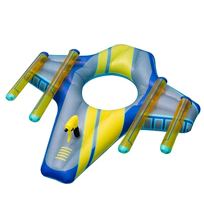 46.5" Blue And Yellow Galactic Fighter Squirter Swimming Pool Float