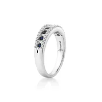 Ring With Sapphire & 0.29 Carat Tw Of Diamonds In 10kt White Gold