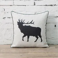 Cottage Icons Throw Pillow Elk With Dtm Piping Print With Poly Insert - Set Of2