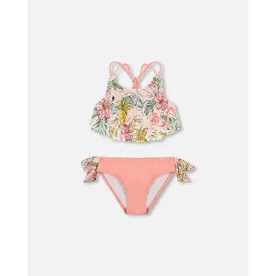 Two Piece Swimsuit Printed Flamingo