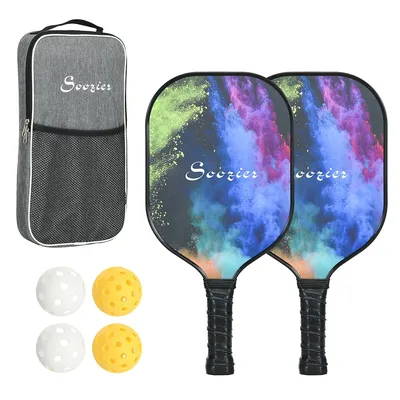 Pickleball Paddles Set With 2 Rackets, 4 Balls, Carry Bag