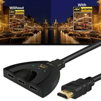 Hdmi Splitter 3 In 1 Out, Hdmi Switcher Hub Supports Full Hd 1080p 3d Hdcp Compatible With Game Consoles, Xbox, Pc, Tv