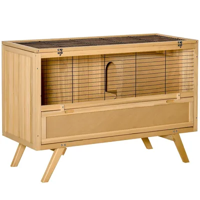 47" Rabbit Hutch Indoor, Elevated Bunny Cage With Tray