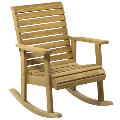 Outdoor Rocking Chair Wooden Rocking Chair, Light Brown