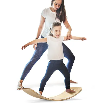 Wooden Wobble Balance Board Kids Adult 15.5" Wider Rocker Board Toy 660lbs