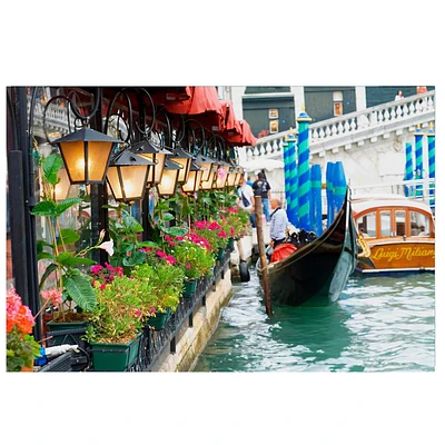 Led Lighted Floral Shop With Gondola Ride Canvas Wall Art 11.75" X 15.75"