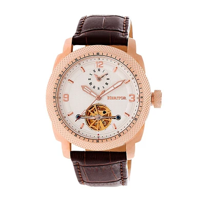 Automatic Helmsley Semi-skeleton Leather-band Watch