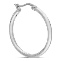 Sterling Silver 2x24mm Rhodium Hoop Earring