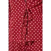 Women Polka Dot Woven Shirt-trousers Pajama Set