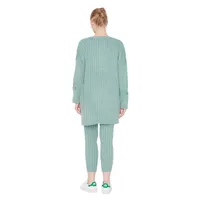 Women Plain Button Detailed Medium Knitwear Sweater-pants Two-piece Set