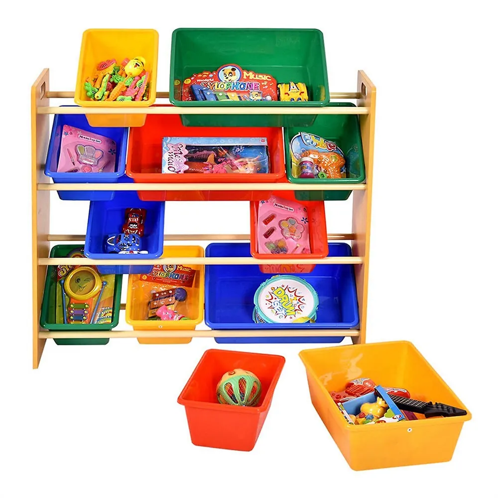 Children Kids Toy Storage Organizer 12 Plastic Bins Playroom