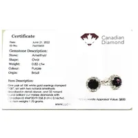 10k White Gold Gemstones & Canadian Diamonds Halo Stud Earrings
