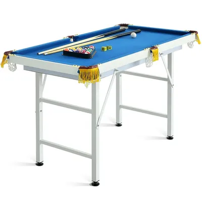47'' Folding Billiard Table Pool Game Table For Kids W/ Cues & Chalk & Brush