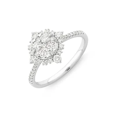 Halo Engagement Ring With .79tw Of Diamonds In 14k White Gold