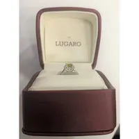 10k Gold Peridot & Canadian Diamond Halo Style Engagement Ring