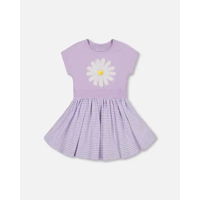 Crinkle Dress With Applique Vichy Lilac