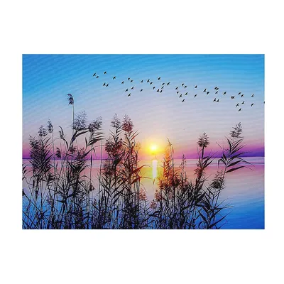 Led Canvas Wall Art Sunset Over Water 16 X 12