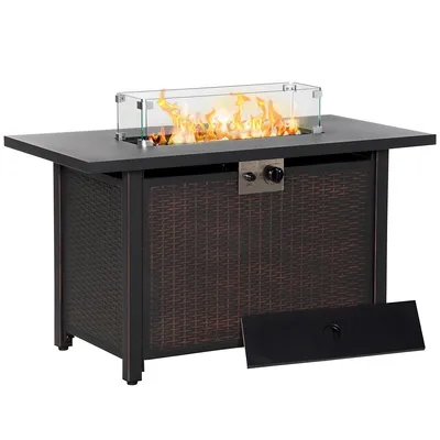 43" Outdoor Propane Fire Pit Table W/ Lid, 50,000 Btu