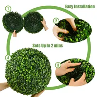 2 Pcs 15.7" Artificial Boxwood Topiary Balls Uv Protected Indoor Outdoor