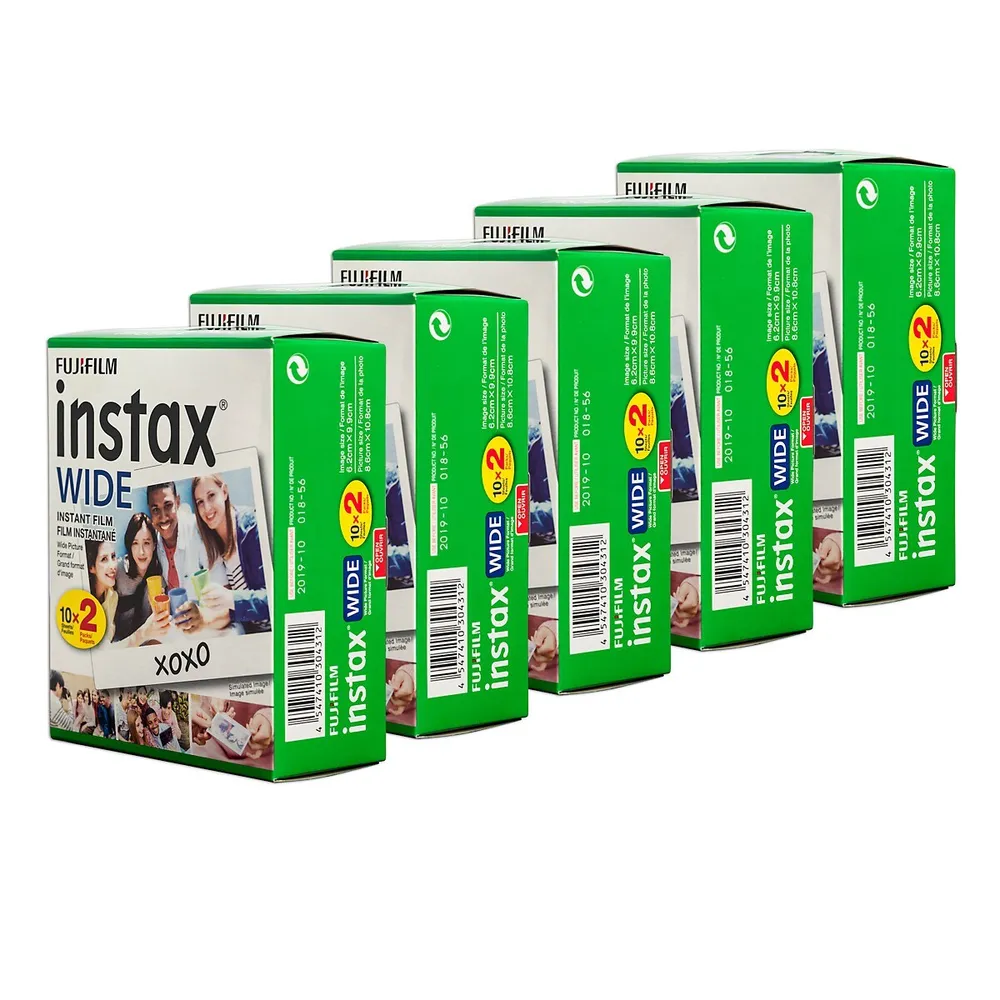 Instax Wide Film, White Multi-pack (5 X 2pk, 100 Shots Total)