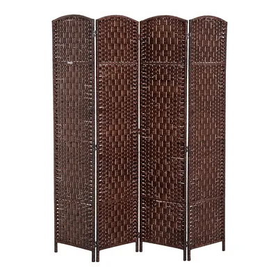 Double Hinged Woven Wicker Room Divider And Privacy Screens
