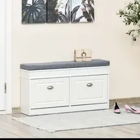 Shoe Bench With Cushion, 2 Drawers And Adjustable Shelf